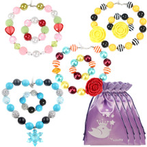 kilofly Princess Party Favor Jewelry Value Pack, Necklace & Bracelet, 4 Sets