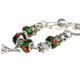kilofly Women's Carved Glass Beads Silver Plated Charm Bracelet, Set of 2