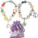 kilofly Women's Carved Glass Beads Silver Plated Charm Bracelet, Set of 2