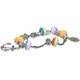 kilofly Women's Carved Glass Beads Silver Plated Charm Bracelet, Set of 2