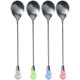 kilofly Rhinestone Stainless Steel Party Dessert Tea Spoon Value Pack, Set of 4