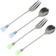 kilofly Rhinestone Party Dessert Pastry Fork & Tea Spoon Value Pack, 2 Sets