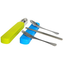 kilofly Stainless Steel Fork Spoon Chopsticks 3 pcs Cutlery Set, Value Pack of 2