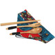kilofly Wooden Japanese Fork Spoon Chopsticks 3 pcs Cutlery Set, Value Pack of 2