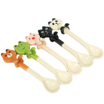 kilofly Kids Animal Coffee Tea Stirrer Small Dessert Ceramic Spoon, Set of 5