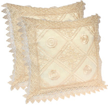 kilofly Decorative Vintage Lace Cushion Cover Pillow Case 15" x 15", Set of 2