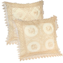 kilofly Decorative Vintage Lace Cushion Cover Pillow Case 15" x 15", Set of 2