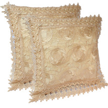 kilofly Decorative Vintage Lace Cushion Cover Pillow Case 15" x 15", Set of 2