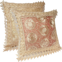 kilofly Decorative Vintage Lace Cushion Cover Pillow Case 15" x 15", Set of 2