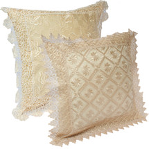 kilofly Decorative Vintage Lace Cushion Cover Pillow Case 15" x 15", Set of 2