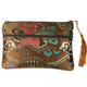 kilofly Chinese Silk Brocade 2 Zipper Pockets Tassel Jewelry Pouch Bag, Set of 2
