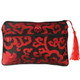 kilofly Chinese Silk Brocade 2 Zipper Pockets Tassel Jewelry Pouch Bag, Set of 2