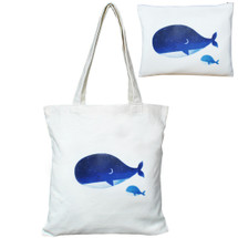 kilofly Cotton Canvas Shopping Tote Shoulder Bag + Matching Pouch Combo Set
