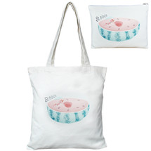kilofly Cotton Canvas Shopping Tote Shoulder Bag + Matching Pouch Combo Set