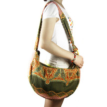 kilofly Bohemian Hippie Cloth Crossbody Shoulder Bag, Adjustable Strap