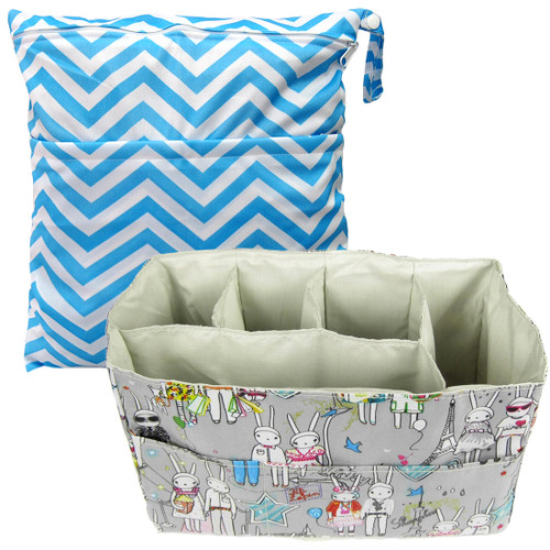 KF Baby Diaper Bag Insert Organizer, Gray, Value Combo Set