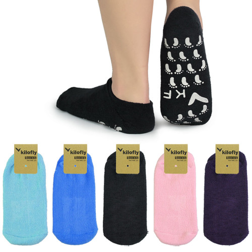 kilofly Non-Skid Soft Cotton Gripper Socks Value Pack, Set of 5 Pairs