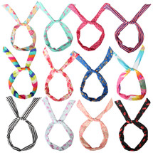 kilofly 12pc Girls Bunny Rabbit Ear Wired Hair Tie Twist Scarf Bow Headband Set