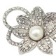 kilofly 4pc Faux Pearl Rhinestone Crystal Floral Pendant Brooch Pin + Gift Bag
