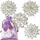 kilofly 4pc Rhinestone Wedding Crystal Floral Fashion Brooch Pin + Gift Bag