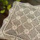 kilofly Handmade Crochet Cotton Lace Table Placemats Sofa Doilies, 2pc, Square, Beige,19.6 inch