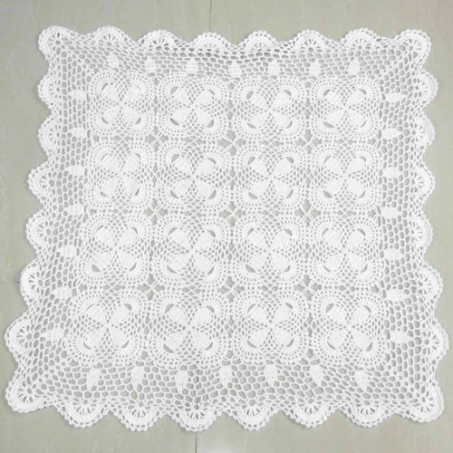 kilofly Handmade Crochet Cotton Lace Table Placemats Sofa Doilies, Square, White, 27 inch