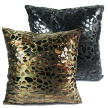 kilofly Home Decorative Throw Pillow Cover, 18" x 18", Value Combo [Set of 2], Speckles Black & Dark Green, with kilofly Refrigerator Magnet