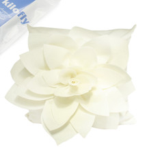 kilofly Home Decor Throw Pillow Cover, 18" x 18", 3D Dahlia, Off White