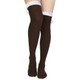 kilofly Women's Lace Trim Knee-High Boot Socks, Brown