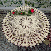 kilofly Handmade Crochet Cotton Lace Table Sofa Doily, Waterlily, 22 inch