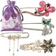 kilofly 4pc Womens Fashion Novelty Brooch Jewelry Charm Pins + Gift Pouch Set