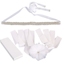 kilofly 2pc Women's Crystal Bridal Belt Wedding Dress Waistband Sash + Gift Box