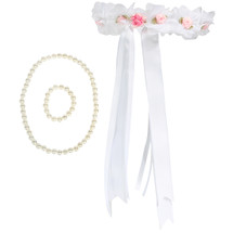 kilofly Flower Girls Wedding Floral Wreath Headpiece + Necklace Bracelet Set