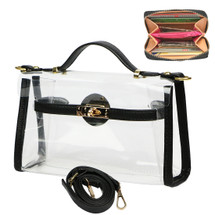 kilofly Women's Purse Transparent Bag Shoulder Crossbody Clear Clutch + Wallet