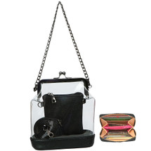 kilofly Women's 2-in-1 Transparent Clear Bag Shoulder Crossbody Purse + Wallet