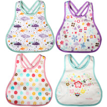 KF Baby 4pc Soft Waterproof Cotton Absorbent Wrap Snap Lock Drooler Bibs Set