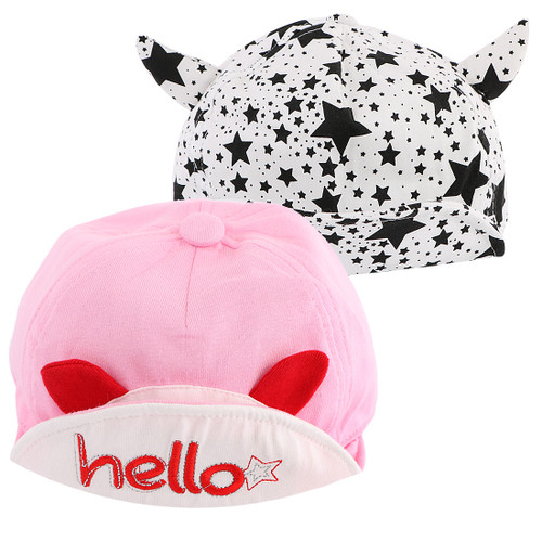 KF Baby 2pc Unisex Soft Brim Snapback Baseball Cap Infant Toddler Kid Beanie Hat