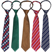 kilofly 5pc Pre-tied Adjustable Zipper Tie Kids Neck Strap Boys Baby Necktie