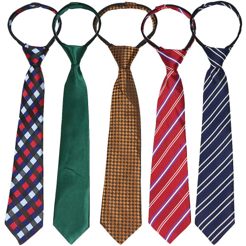 kilofly 5pc Pre-tied Adjustable Zipper Tie Kids Neck Strap Boys Baby Necktie