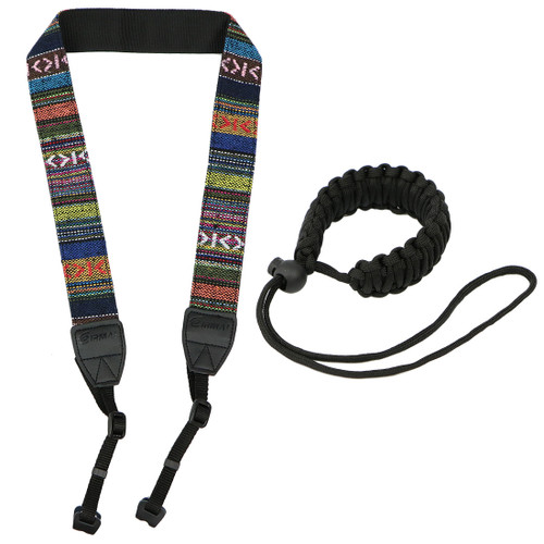 kilofly DSLR Camera Strap Nikon Canon Universal Neck Shoulder Belt + Wrist Band