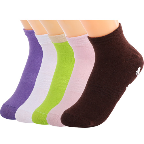 kilofly 5 pairs Non-Skid Soft Cotton Summer Slippers Gripper Socks Value Pack