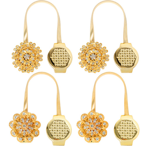 kilofly Magnetic Decorative Drapes Holdbacks Curtain Tiebacks Clips, Set of 4