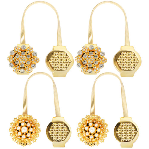 kilofly Magnetic Decorative Drapes Holdbacks Curtain Tiebacks Clips, Set of 4