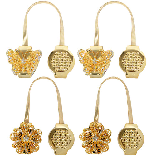 kilofly Magnetic Decorative Drapes Holdbacks Curtain Tiebacks Clips, Set of 4