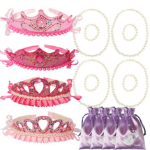 kilofly Princess Party Favor Jewelry Pack, Tiara & Necklace & Bracelet, 4 Sets