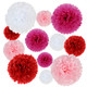 kilofly 24pc Wedding Crafts Tissue Paper Pom Pom Flower Color Party Decoration