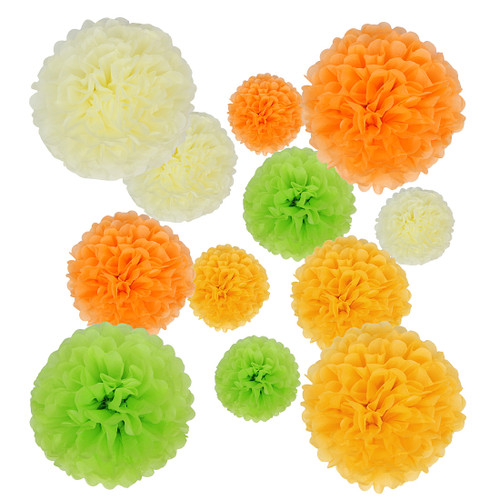 kilofly 24pc Wedding Crafts Tissue Paper Pom Pom Flower Color Party Decoration