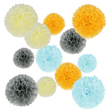 kilofly 24pc Wedding Crafts Tissue Paper Pom Pom Flower Color Party Decoration