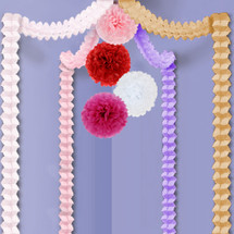 kilofly 12pc Party Decor Four-Leaf Clover Garlands Tissue Pom Poms Value Set