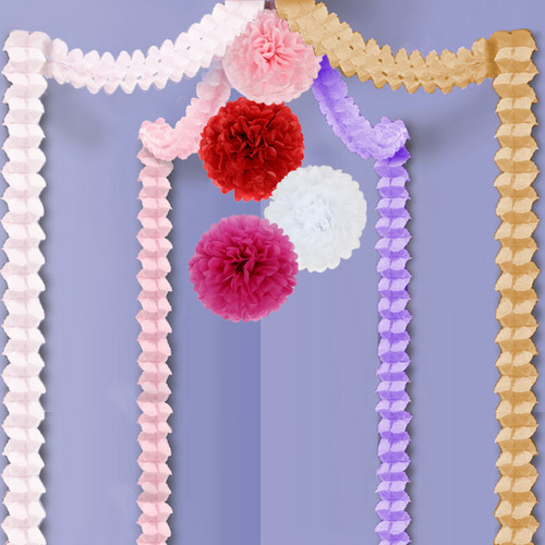 kilofly 12pc Party Decor Four-Leaf Clover Garlands Tissue Pom Poms Value Set